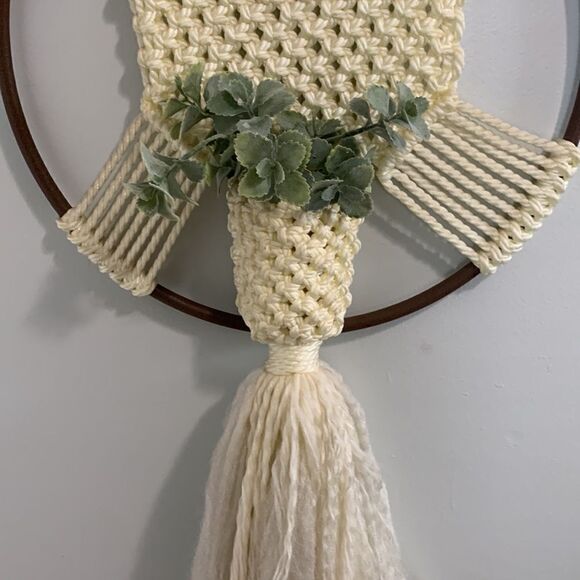 Vintage Handmade Macrame Style Wall Decor Plant Flower Wall Pocket One Of A Kind - Picture 3 of 17